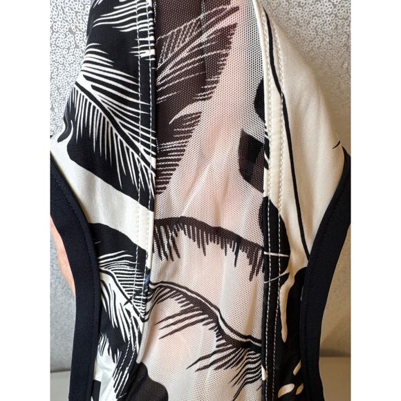 Seafolly Palm Beach Black & White High Neck Racerback Sheer Panels Swim Top S - Picture 10 of 10